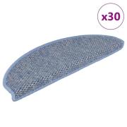 vidaXL Selvklebende trappematter sisal 30 stk 56x17x3 cm blå