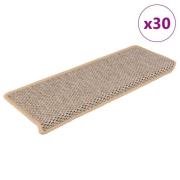 vidaXL Selvklebende trappematter sisal 30 stk 65x21x4 cm lysebeige