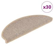 vidaXL Selvklebende trappematter sisal 30 stk 65x21x4 cm lysebeige