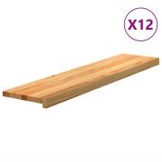 vidaXL Trappetrinn 12 stk lysebrun 110x30x2 cm heltre eik