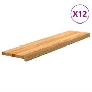 vidaXL Trappetrinn 12 stk lysebrun 110x25x2 cm heltre eik