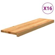 vidaXL Trappetrinn 16 stk lysebrun 90x30x2 cm heltre eik