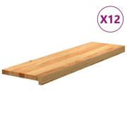 vidaXL Trappetrinn 12 stk lysebrun 90x25x2 cm heltre eik