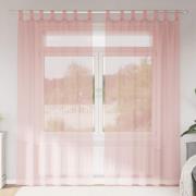 vidaXL Voile gardiner med stanglommer 2 stk rosa