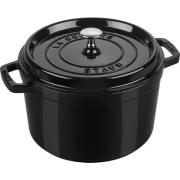 Staub La Cocotte støpejernsgryte 4,8 liter, svart blank