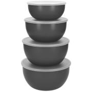 KitchenAid Skålsett med lokk 4 stk, charcoal grey