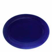 Lyngby Porcelæn - Rhombe Color oval serveringsfat 35x26,5 cm mørk blå