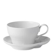 Royal Copenhagen - White Elements kopp med fat 26 cl