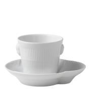 Royal Copenhagen - White Elements espressokopp med fat 10 cl