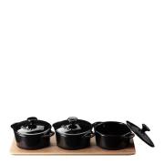 Sabor - Minigryte serveringssett 3 stk 0,3L eik/svart
