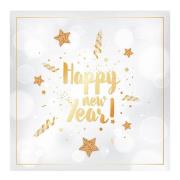 Ambiente - Serviett 33x33 cm 20 stk Happy New Year gull/hvit