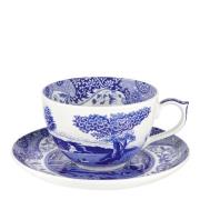 Spode - Blue Italian jumbokopp med fat 56 cl blå/hvit