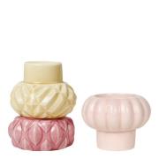 Dottir - Samsurium lysestake 12,4 cm 3 stk Mimosa/Blush/Powder