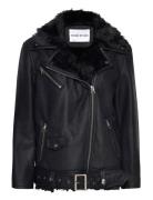 Carrie Shearling Biker Jacket Skinnjakke Skinnjakke Black Stand Studio