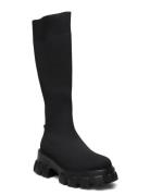 Biaprima Knee High Sock Boot Knit Høye Støvletter Black Bianco