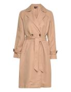 Vmlou Long Trenchcoat Trench Coat Kåpe Beige Vero Moda