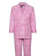 Lrl Heritage 3/4 Sl Classic Notch Pj Set Pyjamas Pink Lauren Ralph Lau...