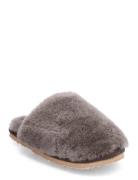 Closed Toe Sheepskin Fur Slipper Slippers Tøfler Grey MOU