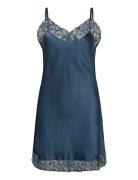 Pure Silk - Slip With Lace Nattkjole Blue Lady Avenue