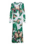 Erica Print Wrap Dress Maxikjole Festkjole Green Wood Wood