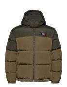 Tjm Alaska Colorblock Puffer Fôret Jakke Khaki Green Tommy Jeans