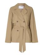 Slfbelinda Short Trench Coat Trench Coat Kåpe Beige Selected Femme