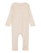 Romper Ls Rib Langermet Bodysuit Beige Fixoni