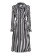 Fluid Stripe Ls Midi Shirt Dress Knelang Kjole Blue Tommy Hilfiger