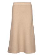 Skirt Knitted A-Shaped Knelangt Skjørt Beige Tom Tailor