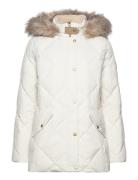 Faux-Fur-Trim Hooded Down Coat Fôret Jakke Cream Lauren Ralph Lauren