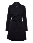 Crepe Wrap Coat Outerwear Coats Winter Coats Black Lauren Ralph Lauren