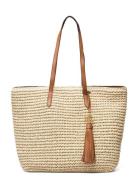 Straw Medium Whitney Tote Bag Bags Totes Beige Lauren Ralph Lauren