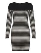 Striped Cotton Boatneck Dress Kort Kjole Black Lauren Ralph Lauren