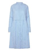 Crinckle Pop Dupina Dress Knelang Kjole Blue Mads Nørgaard