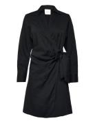 Slim Wrap Shirt Dress Knelang Kjole Black GANT