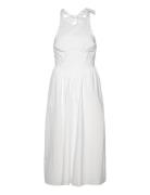 Kylen Poplin Midi Dress Knelang Kjole White Bardot