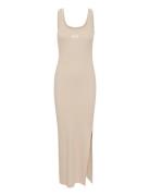 Drewgz Sl Logo Dress Maxikjole Festkjole Beige Gestuz