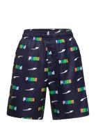 Puma Swim Boys Printed Logo Mid Sho Badeshorts Navy Puma Swim