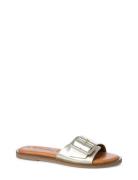 Women Slides Flate Sandaler Gold Tamaris