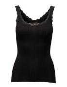 Rwbabette Sl Deep Back Lace Top Tops T-shirts & Tops Sleeveless Black ...