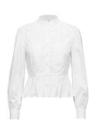 Double Pocket Peplum Blouse Tops Blouses Long-sleeved White FRAME