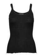 Silk Top W/ Elastic Tops T-shirts & Tops Sleeveless Black Rosemunde