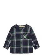 Sgbezram Checked Shirt Tops Shirts Long-sleeved Shirts Blue Soft Galle...