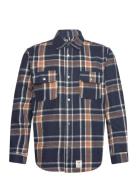 Adrian Cotton Check Shirt Tops Shirts Casual Navy Fat Moose