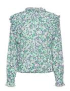 Ruth Blouse Tops Blouses Long-sleeved Green Noella