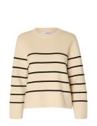 Slfliva Ls Knit O-Neck Noos Tops Knitwear Jumpers Beige Selected Femme