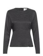 Star Anke Top Aop Tops Blouses Long-sleeved Black Mads Nørgaard