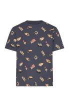 T-Shirt Ss Aop Tops T-shirts Short-sleeved Navy Minymo