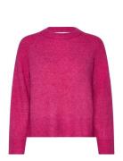 Slfrena Ls Knit O-Neck Camp Tops Knitwear Jumpers Pink Selected Femme