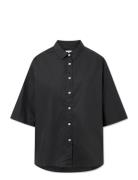 Cecilia Shirt - Poplin Tops Shirts Short-sleeved Black STUDIO FEDER